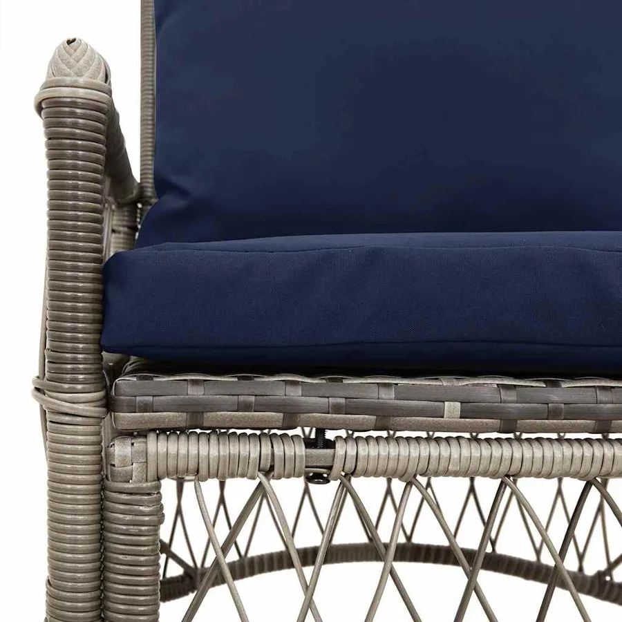 Chaise de jardin avec coussin Gris 73 x 61 x 77 cm polyrotin - 7