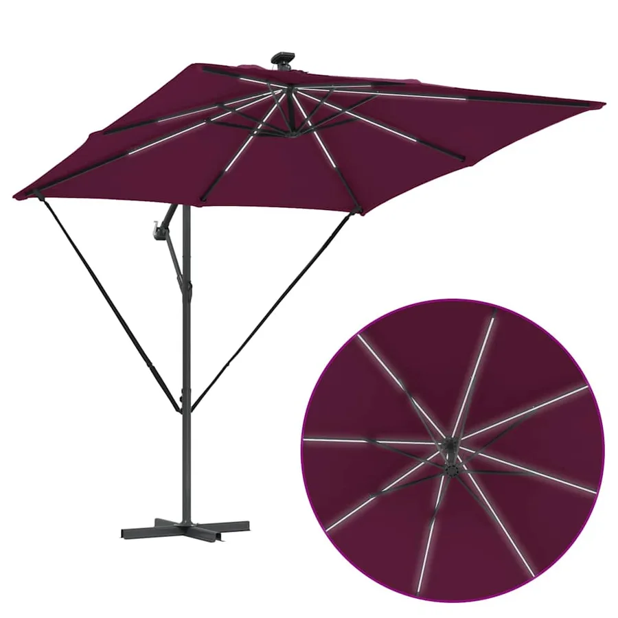 Parasol Bordeaux 249 x 249 x 250 cm Polyester et Aluminium - 12