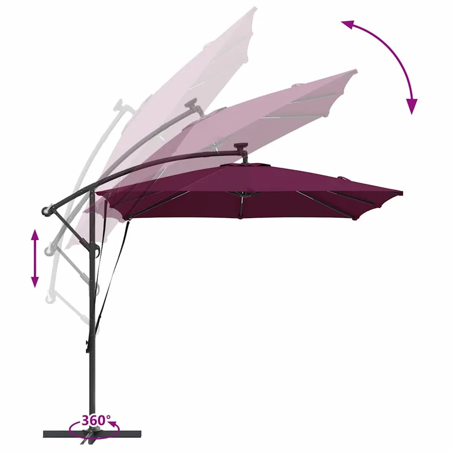 Parasol Bordeaux 249 x 249 x 250 cm Polyester et Aluminium - 13
