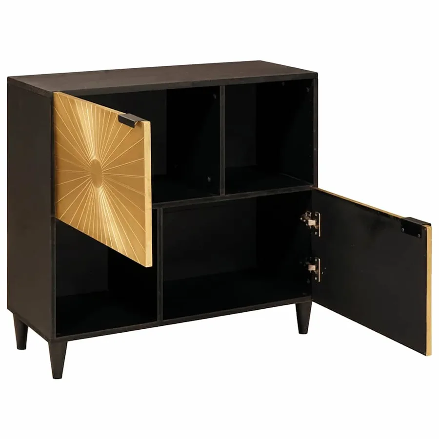 Meuble d'appoint avec étagère Noir et or 80 x 33,5 x 75 cm - 2