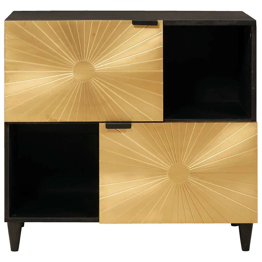 Meuble d'appoint avec étagère Noir et or 80 x 33,5 x 75 cm - 3