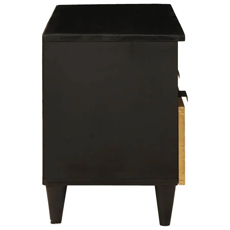 Meuble TV Noir et or 70 x 33 x 46 cm Bois d'ingénierie - 4