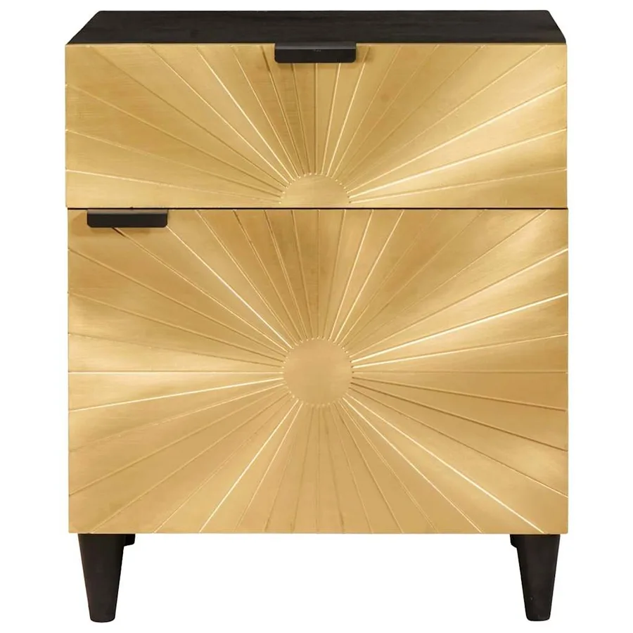 Table de chevet Noir et or 50 x 33 x 60 cm Bois d'ingénierie - 3
