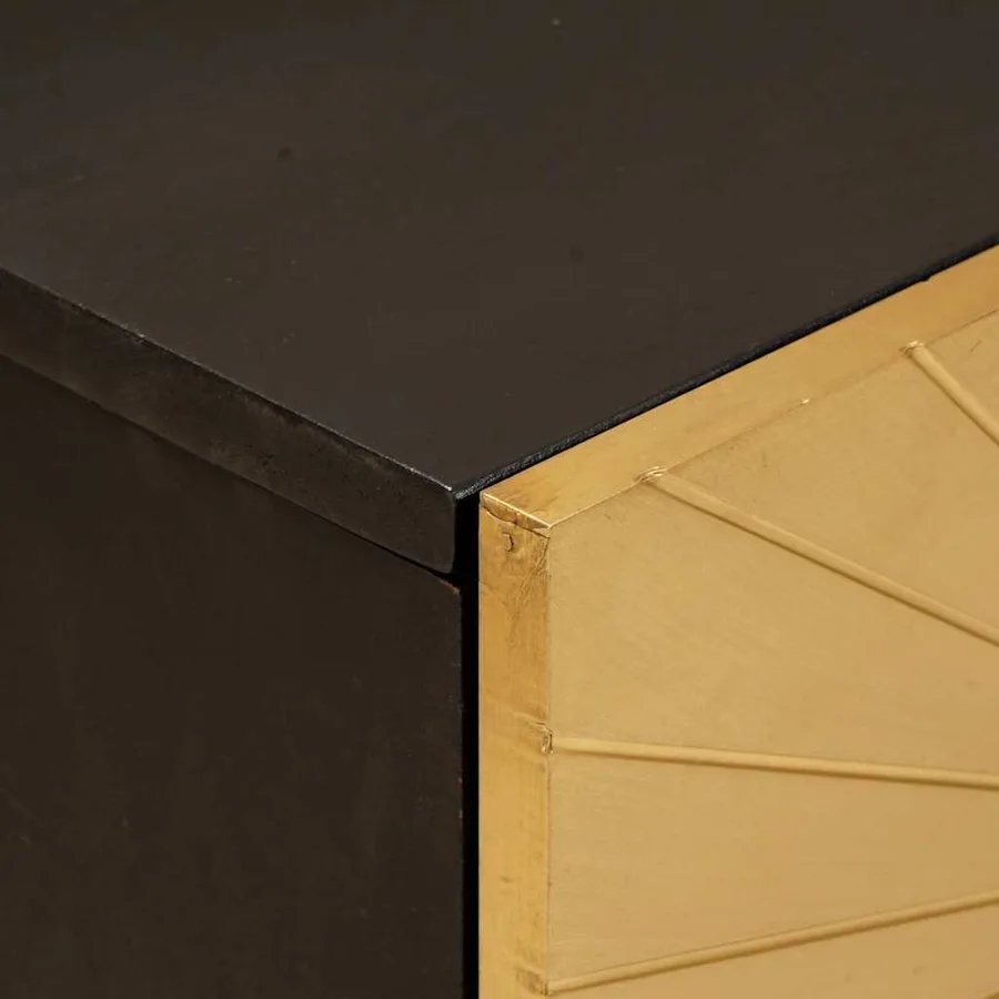 Table de chevet Noir et or 50 x 33 x 60 cm Bois d'ingénierie - 6