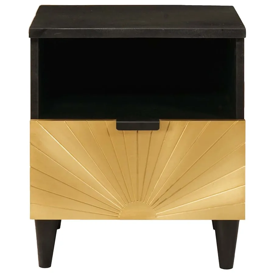 Table de chevet Noir et or 40 x 33 x 46 cm Bois d'ingénierie - 3