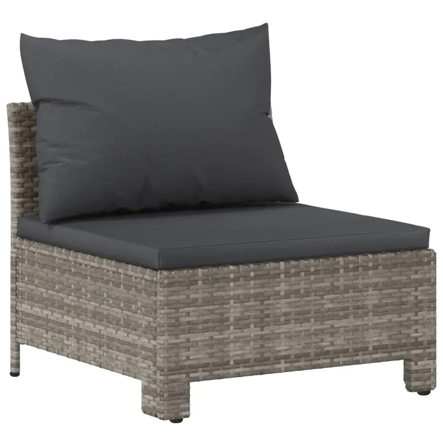 Salon de jardin 5 pcs avec coussins Gris Résine tressée - 6