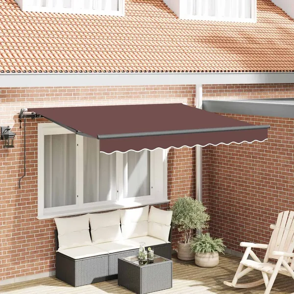 Auvent Rétractable Marron 300 x 200 cm tissu