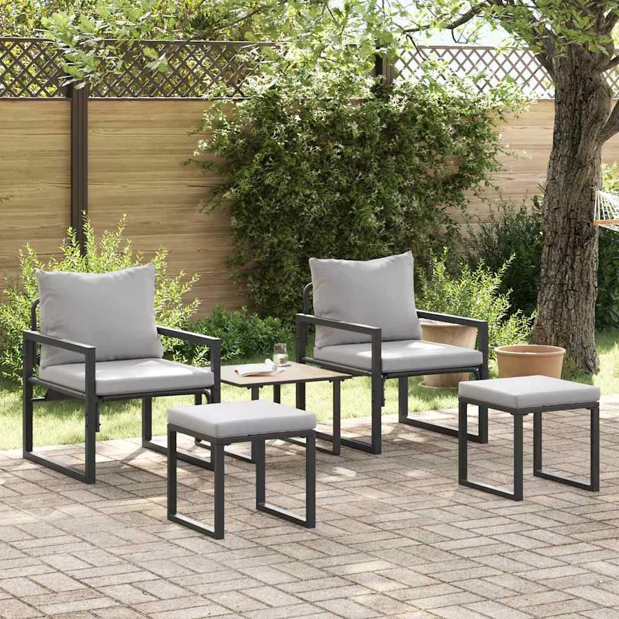Mobilier de jardin 4 pcs 2-Nombre de places Gris clair