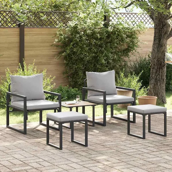 Mobilier de jardin 4 pcs 2-Nombre de places Gris clair