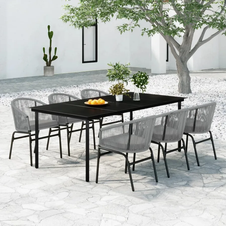 Ensemble à manger de jardin 7 pcs Gris