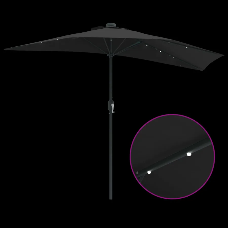 Parasol de jardin Noir 294 x 150 x 224 cm Polyester et Acier - 8