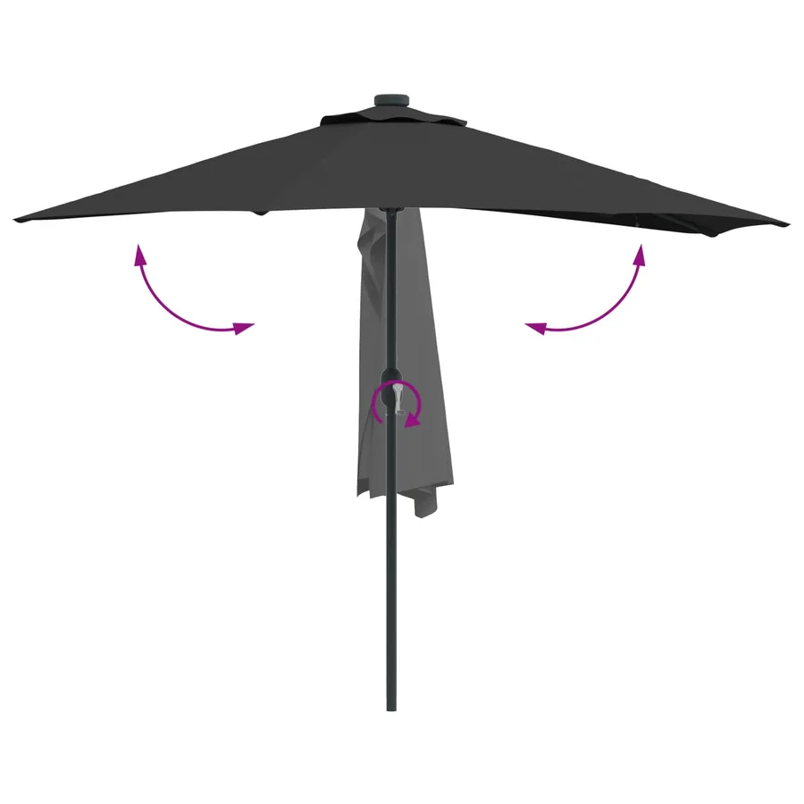 Parasol de jardin Noir 294 x 150 x 224 cm Polyester et Acier - 9