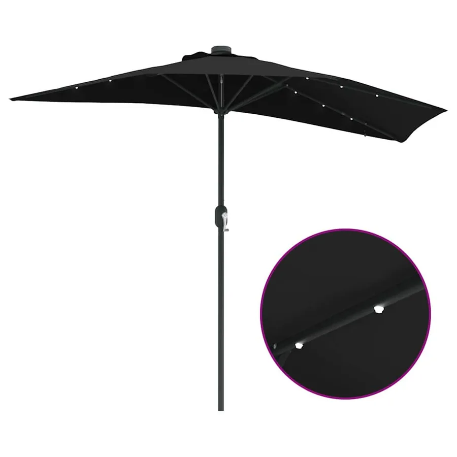 Parasol de jardin Noir 294 x 150 x 223 cm Polyester et Acier - 11