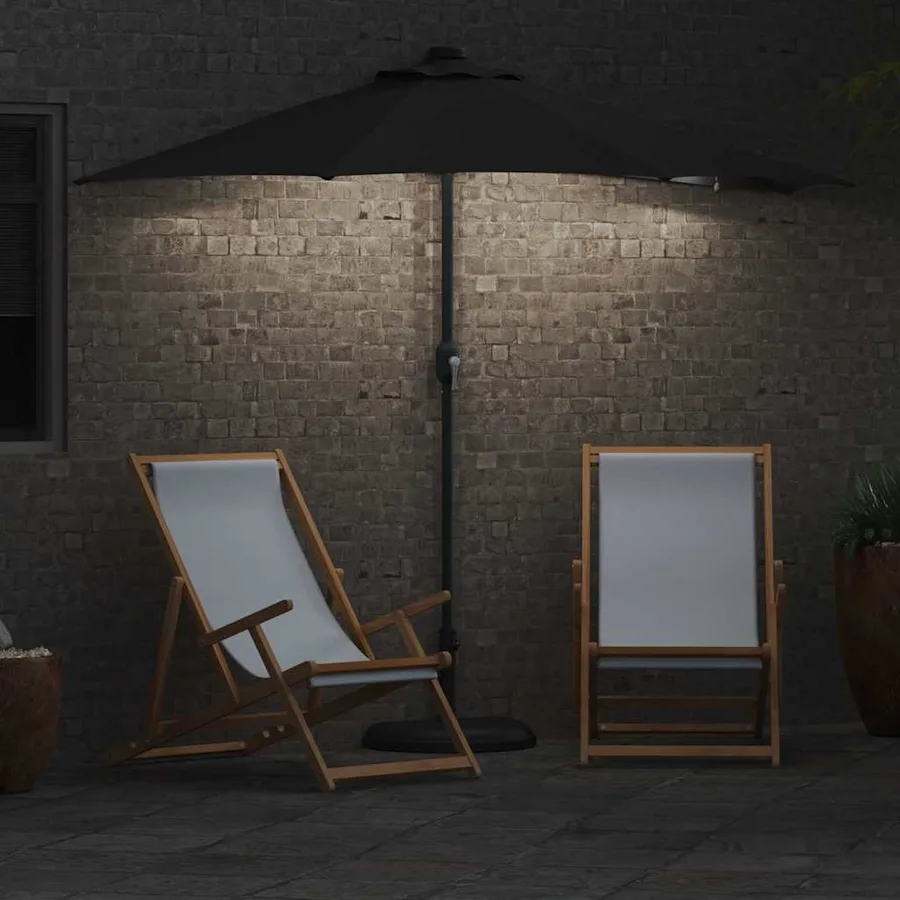 Parasol de jardin Noir 294 x 150 x 223 cm Polyester et Acier - 4