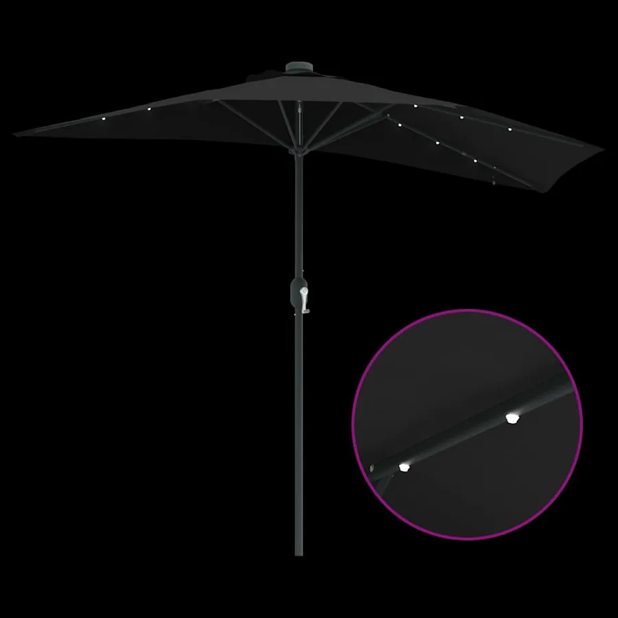 Parasol de jardin Noir 294 x 150 x 223 cm Polyester et Acier - 8