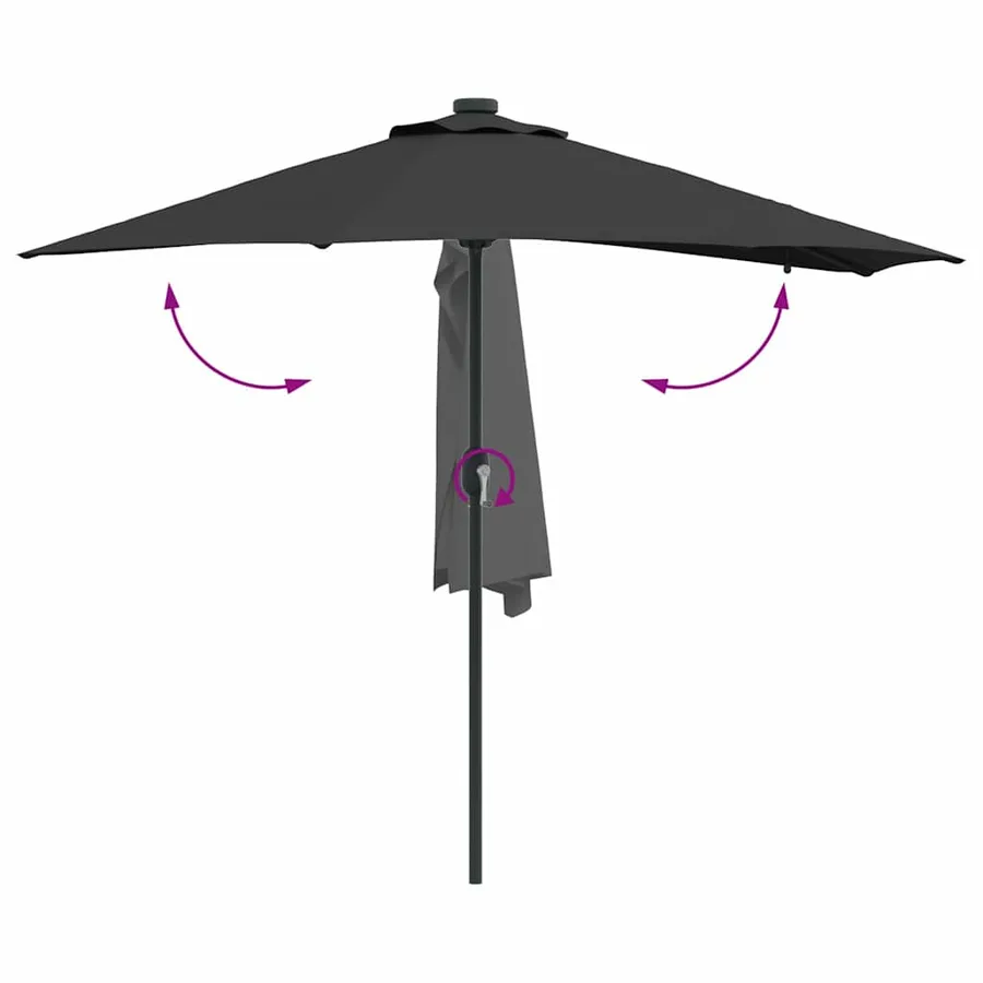Parasol de jardin Noir 294 x 150 x 223 cm Polyester et Acier - 9