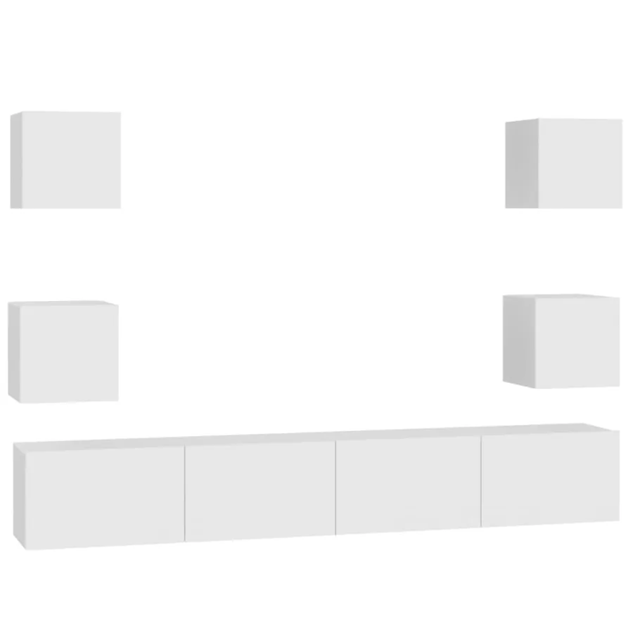 Ensemble de meubles TV 6 pcs Blanc Bois d'ingénierie - 2