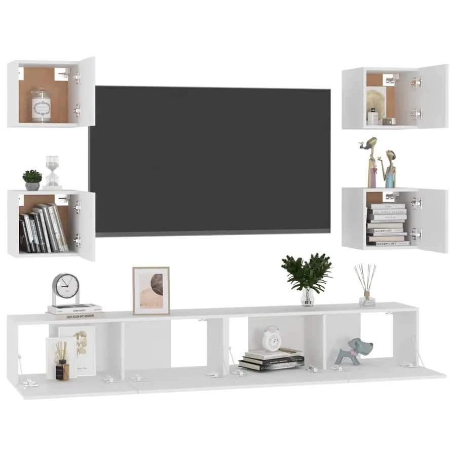Ensemble de meubles TV 6 pcs Blanc Bois d'ingénierie - 3