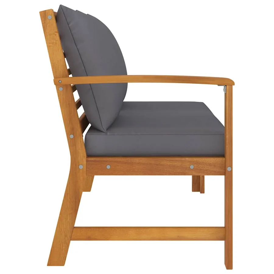 Banc de jardin 114,5 cm avec coussin gris foncé Bois d'acacia - 4
