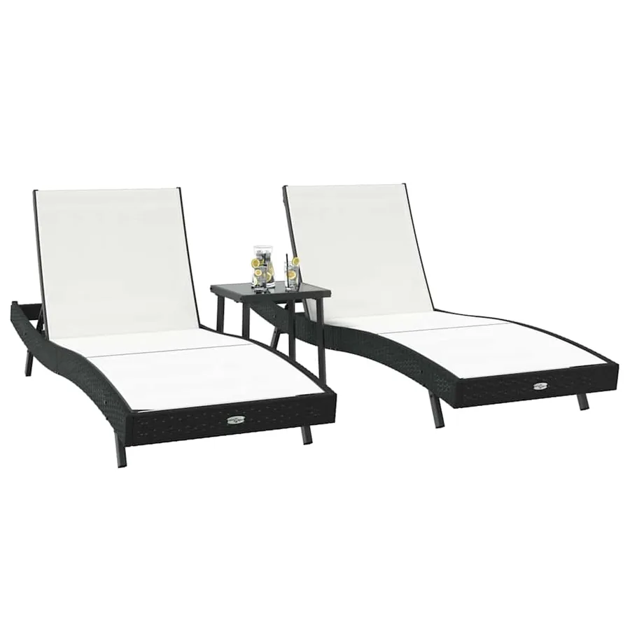 Transat 3 pcs Noir et Blanc 197 x 70 x 82 cm polyrotin - 3