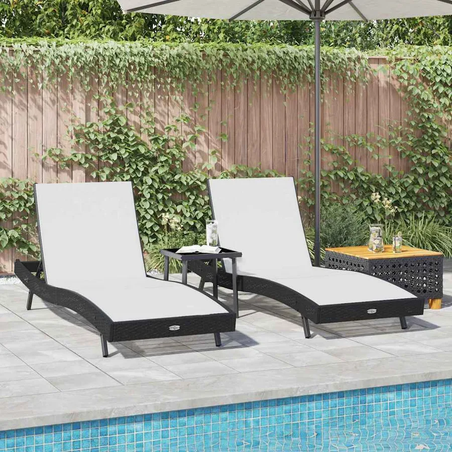 Transat 3 pcs Noir et Blanc 197 x 70 x 82 cm polyrotin - 4
