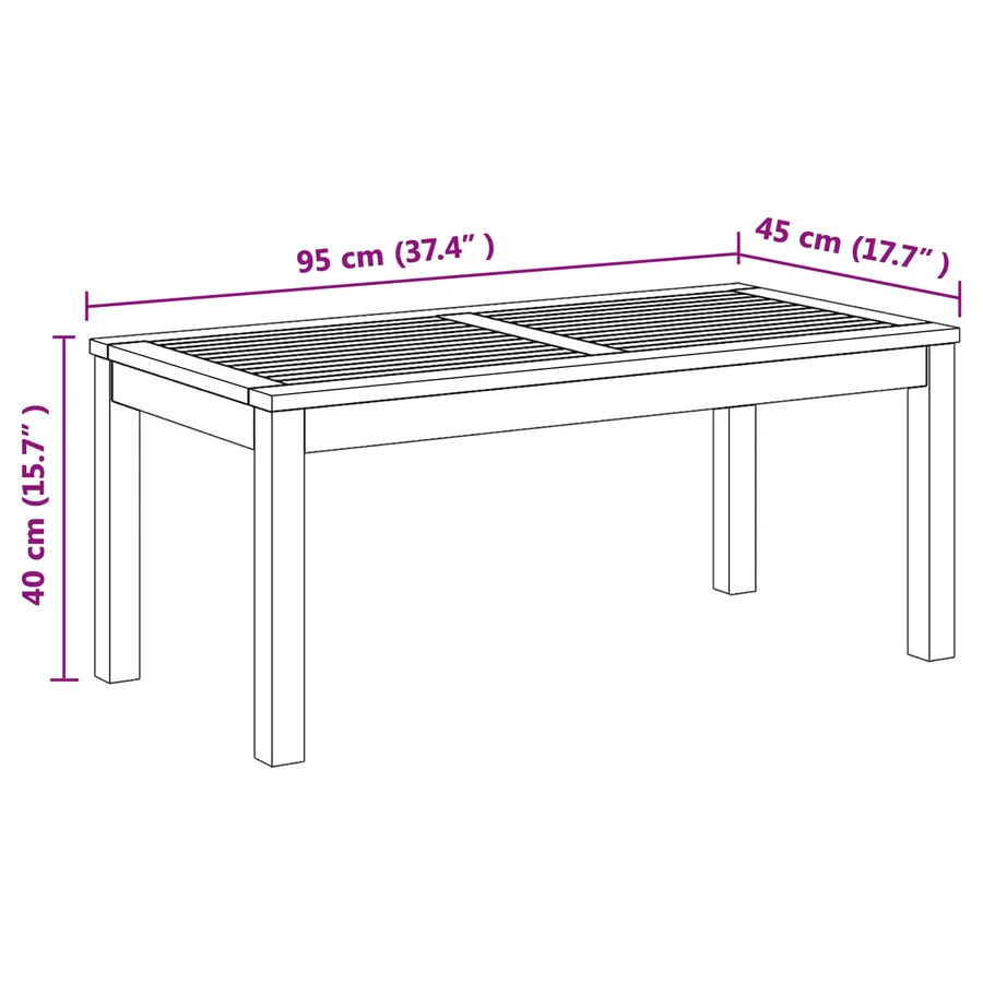 table Marron 95 x 45 x 40 cm Bois de teck massif - 10