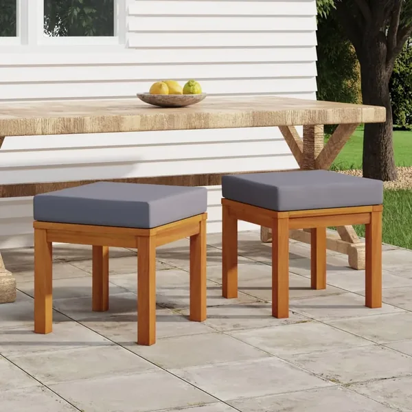 Tabourets de jardin et coussins lot de 2 Acacia solide