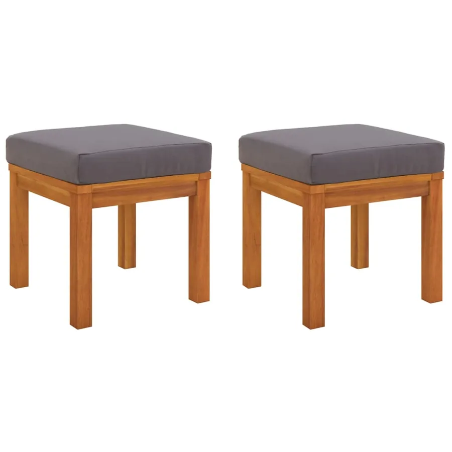 Tabourets de jardin et coussins lot de 2 Acacia solide - 2