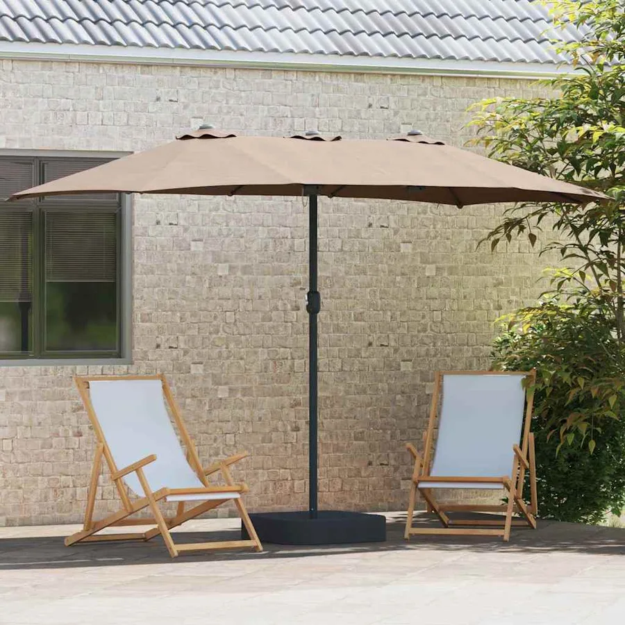Parasol de jardin Taupe 385 x 209 x 244 cm Polyester et Acier - 3