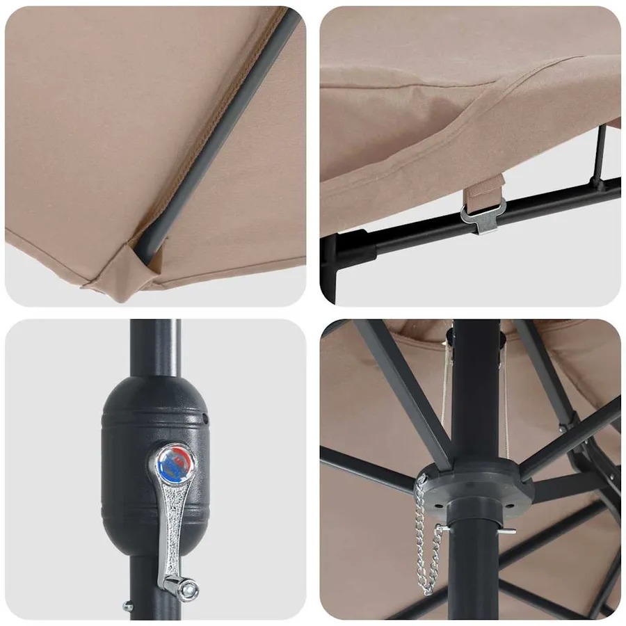 Parasol de jardin Taupe 385 x 209 x 244 cm Polyester et Acier - 7
