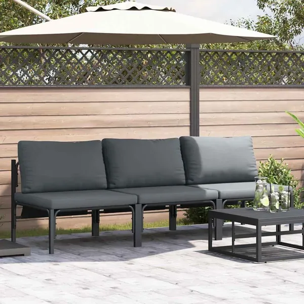 Mobilier de jardin 3 Pièce Anthracite 80 x 80 x 71 cm Acier