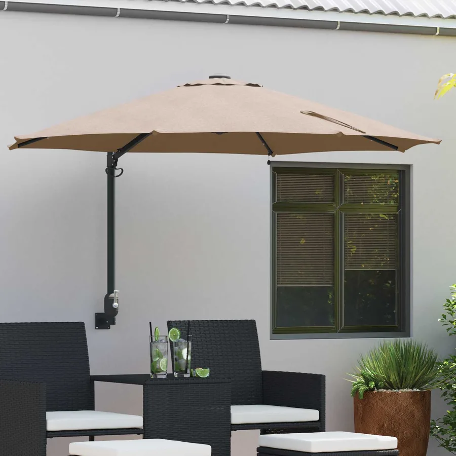 Parasol de jardin Taupe 248 x 248 x 148 cm Polyester et Acier