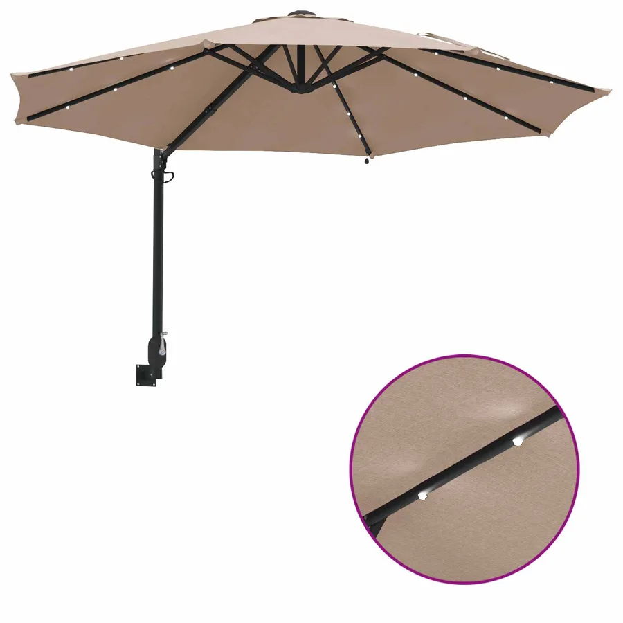 Parasol de jardin Taupe 248 x 248 x 148 cm Polyester et Acier - 10
