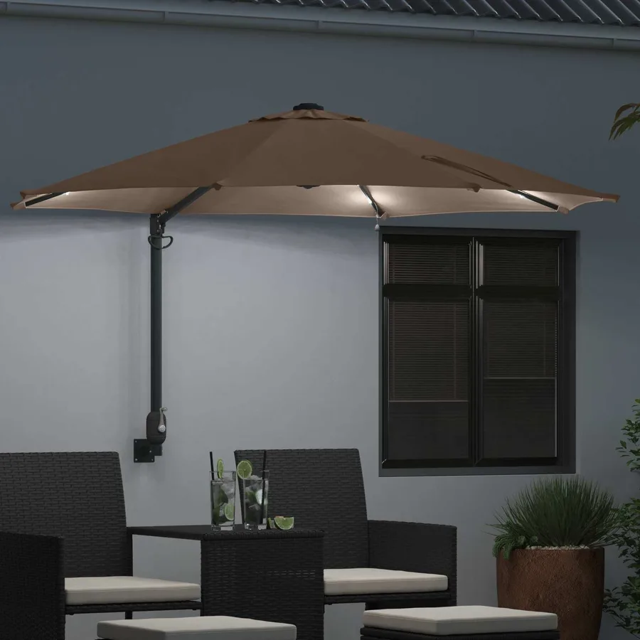 Parasol de jardin Taupe 248 x 248 x 148 cm Polyester et Acier - 3