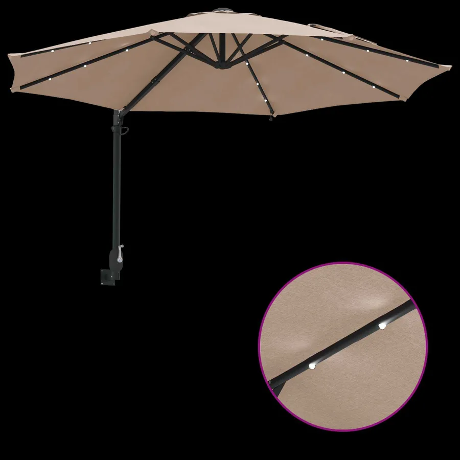 Parasol de jardin Taupe 248 x 248 x 148 cm Polyester et Acier - 9