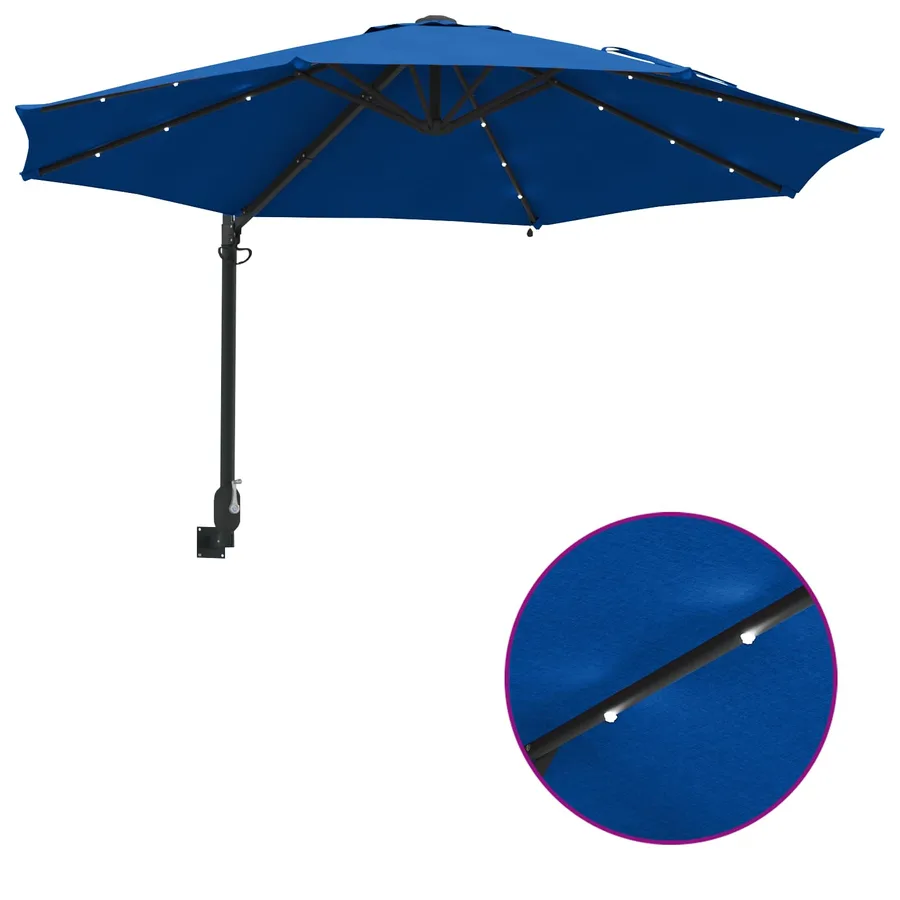 Parasol de jardin 248 x 248 x 148 cm Polyester et Acier Azur - 8