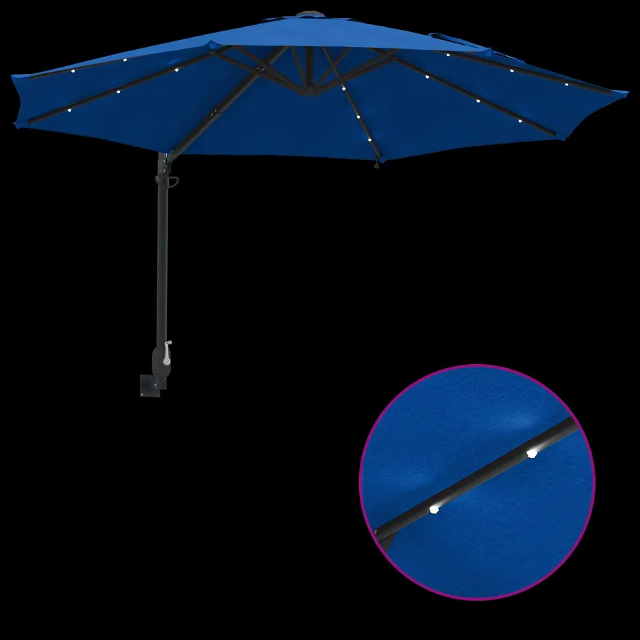 Parasol de jardin 248 x 248 x 148 cm Polyester et Acier Azur - 9