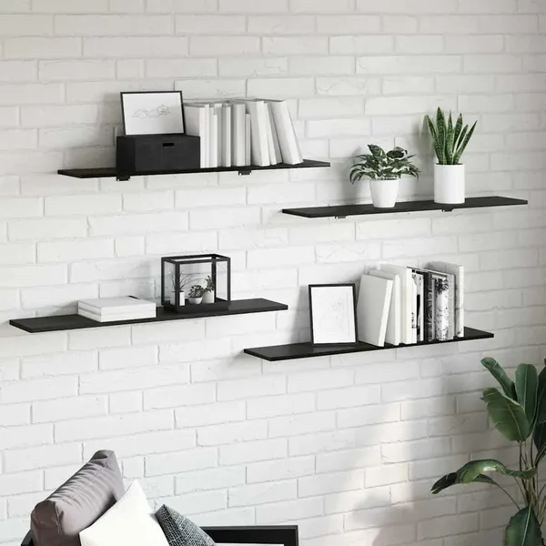 Étagère à livres 4 pcs Noir 100 x 20 x 1,5 cm Bois d'ingénierie