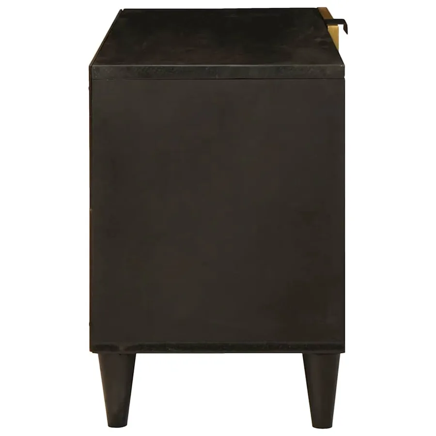 Meuble TV Noir et or 80 x 33 x 46 cm Bois d'ingénierie - 8