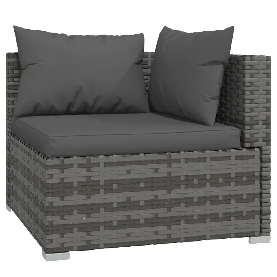 Salon de jardin 13 pcs avec coussins résine tressée gris - 3