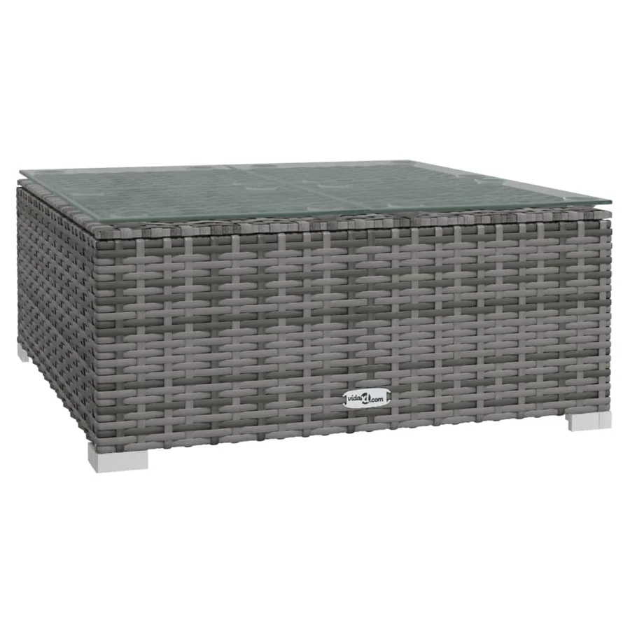 Salon de jardin 13 pcs avec coussins résine tressée gris - 7