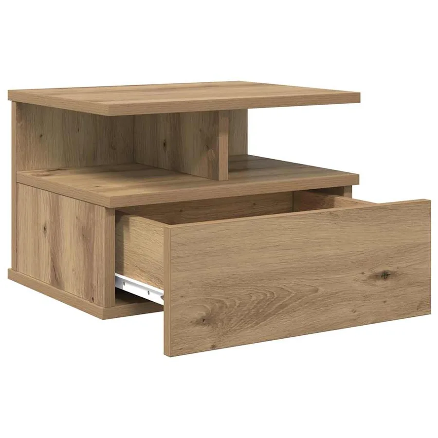 Table de nuit flottante 2 pc Chêne artisanal 40 x 31 x 28 cm - 5