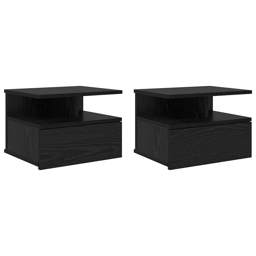 Table de nuit flottante 2 pcs Chêne noir 40 x 31 x 28 cm - 2