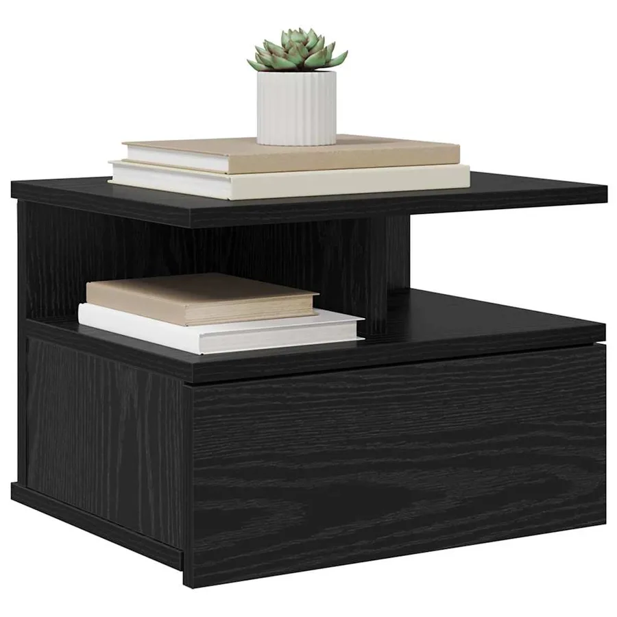 Table de nuit flottante 2 pcs Chêne noir 40 x 31 x 28 cm - 3