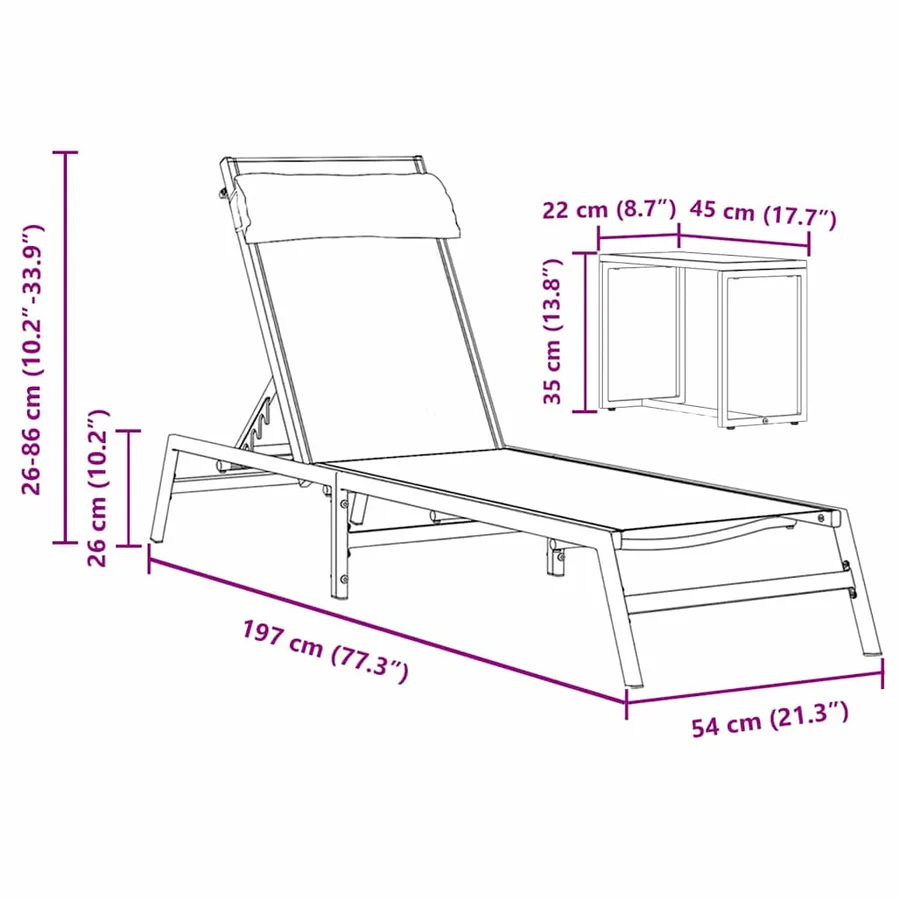 Transats 2-personne 3 pcs Noir et anthracite Acier - 16