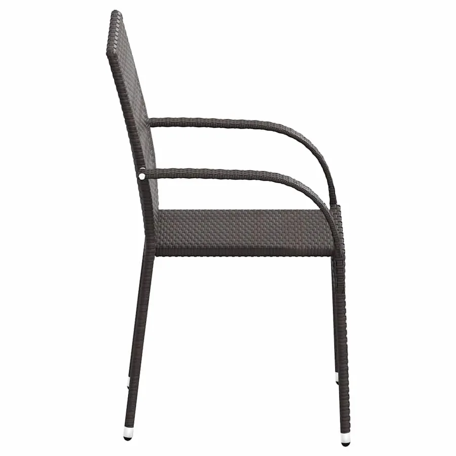 Chaises empilables d'extérieur lot de 6 Résine tressée Marron - 5