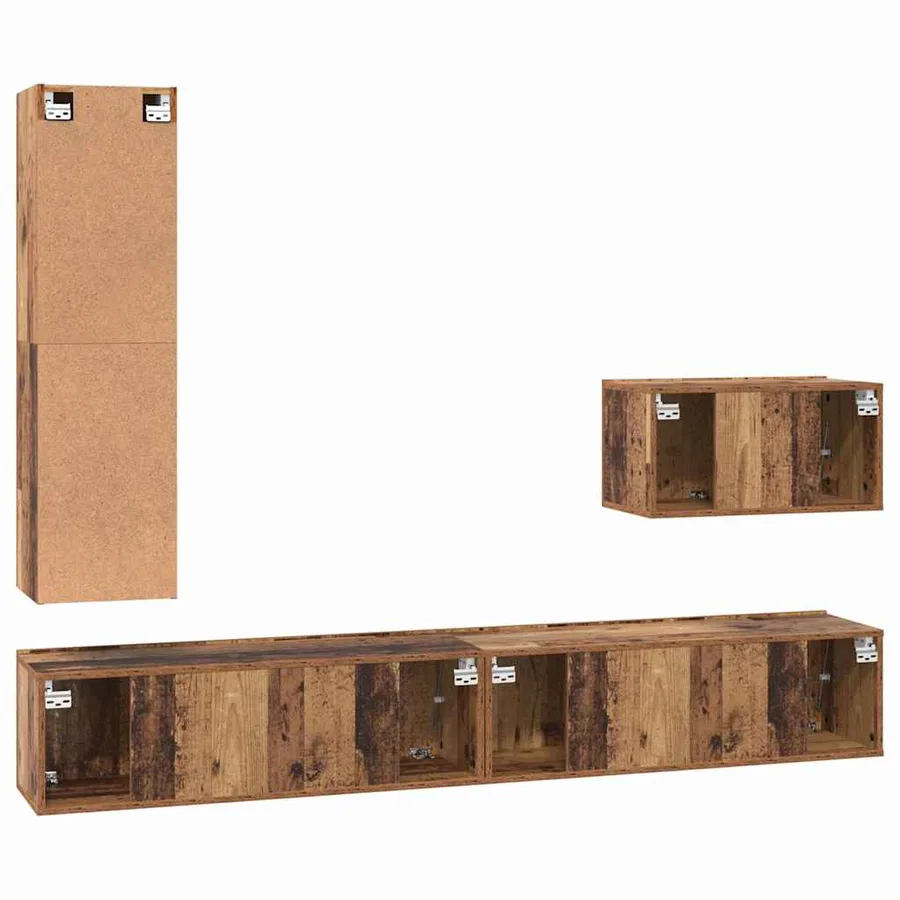 Ensemble meuble TV 4 pcs Bois Ancien Bois d'ingénierie - 8