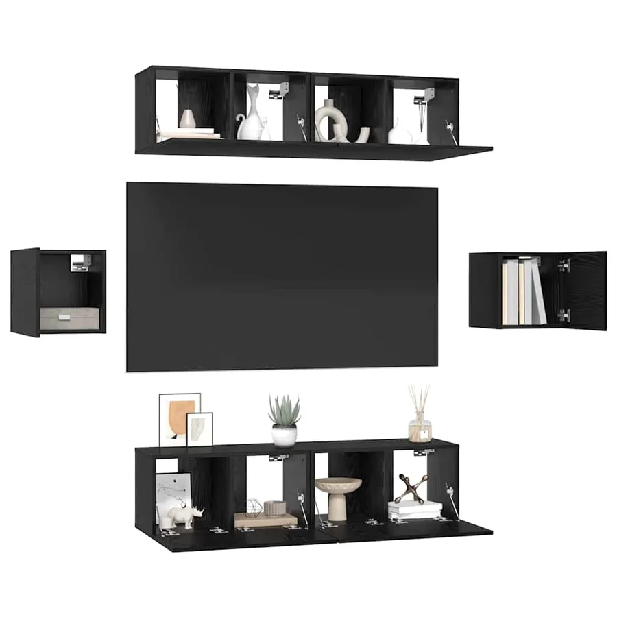 Ensemble meuble TV 6 pcs Chêne noir Bois d'ingénierie - 3