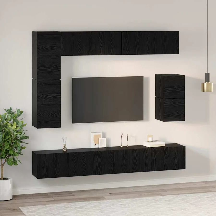 Ensemble meuble TV 8 pcs Chêne noir Bois d'ingénierie - 4