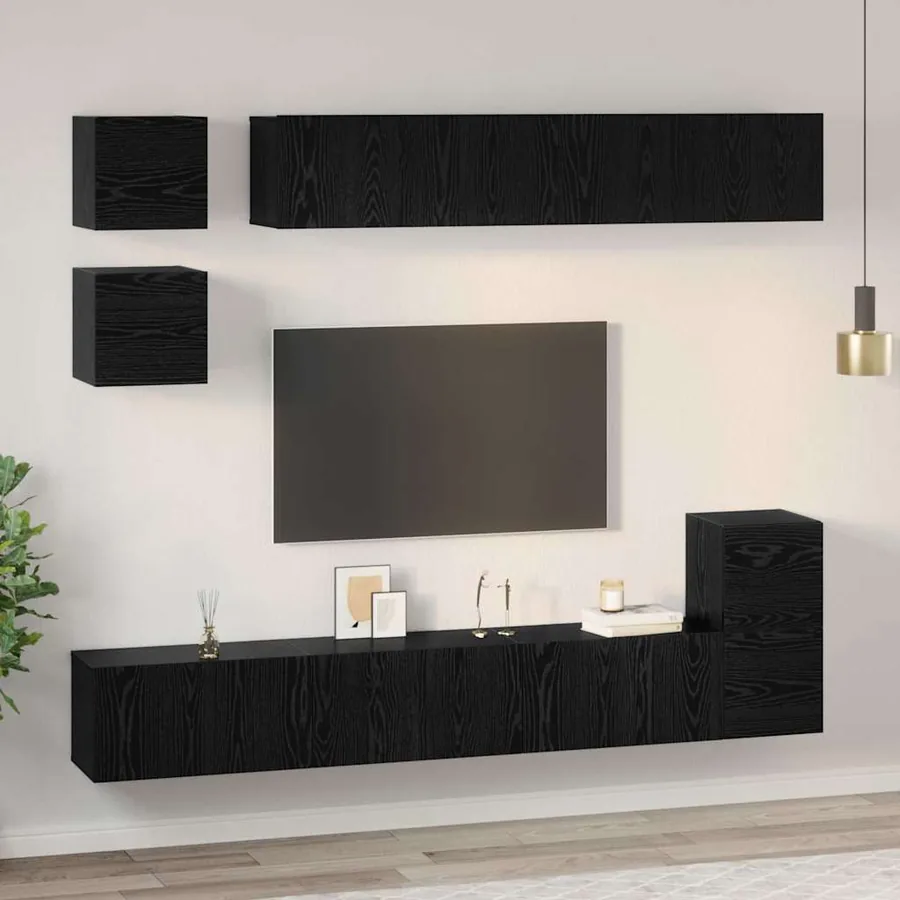 Ensemble meuble TV 8 pcs Chêne noir Bois d'ingénierie - 4